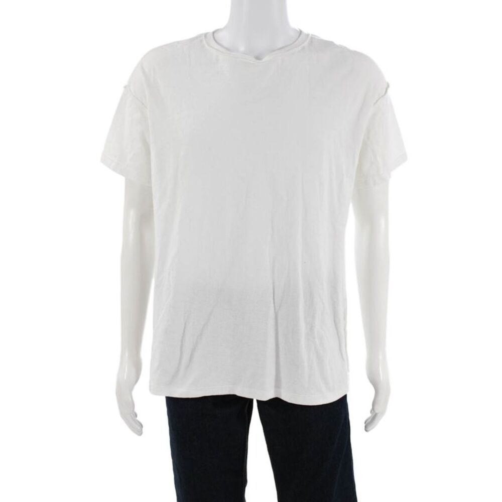 Purple Mens T-Shirt White Cotton Crew Neck Short Sleeve Size S